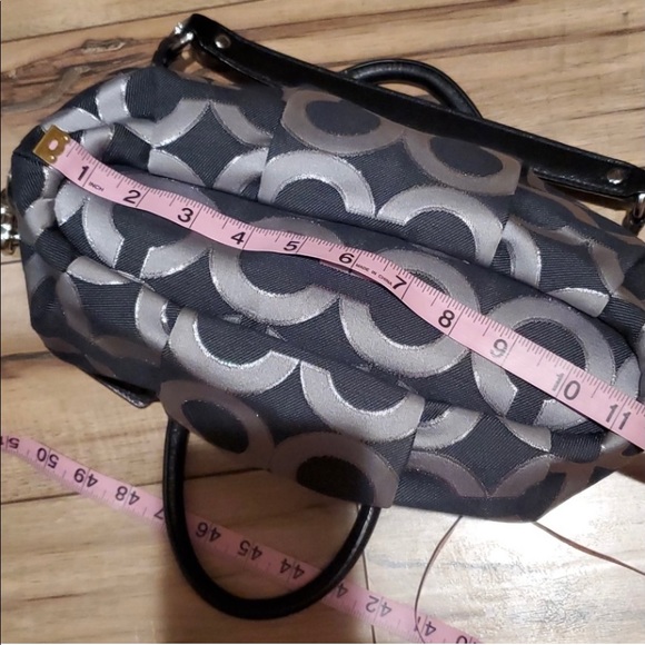 COACH NWOT 18608 GUNMETAL BLACK MADISON SIGNATURE LUREX OP ART SOPHIA MS… - Picture 7 of 11
